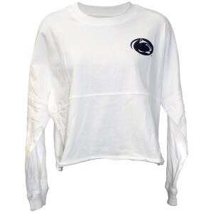 women's white cropped retro jersey with Penn State Athletic Logo on left chest